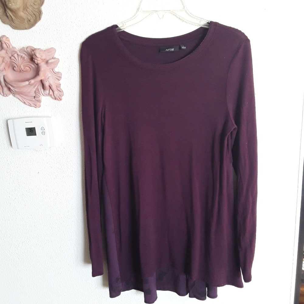 APT 9 TUNIC HI/LO DEEP PURPLISH BLOUSE, SIZE SMALL